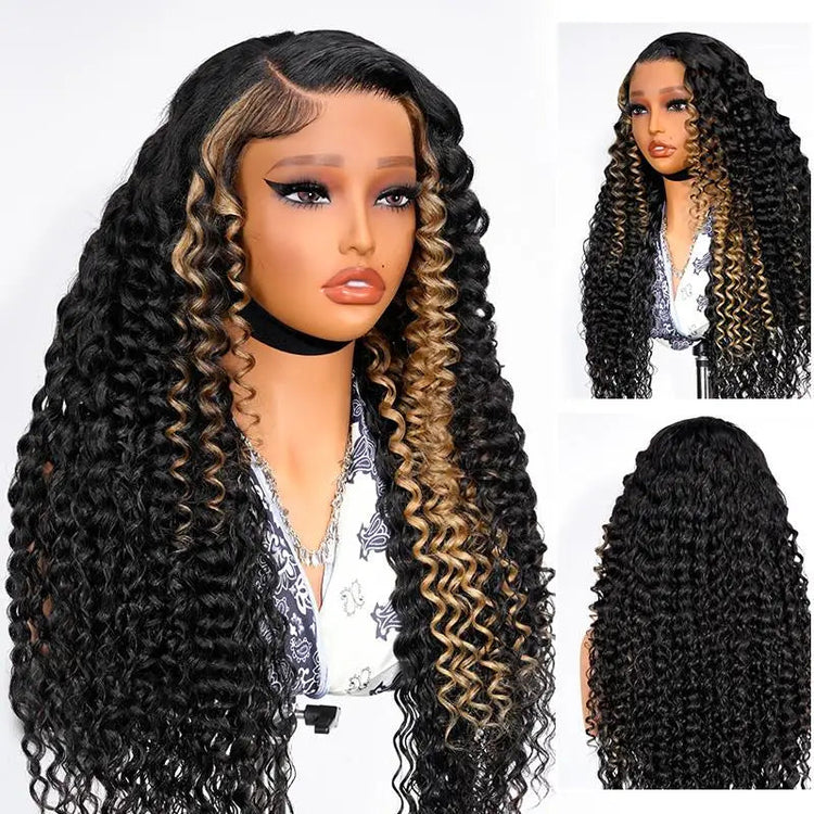 Alipearl Hair Glueless Wig Side Part Highlight Deep Wave Lace Front Wig Human Hair Pre Cut Hairline Balayage 13x4 Wig Human Hair Khamik Shop Online