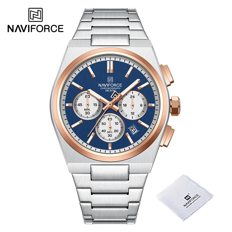 Trend Brand Stainless Steel Couple Watch Quartz Date Display Chronograph for Lovers Waterproof Fashion Wild Wristwatch