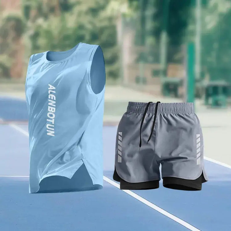 Men Running Sports Set Summer New Arrival Marathon Training Fitness Outfits Professional Quick Dry Basketball Tank Top And Short Khamik Shop Online