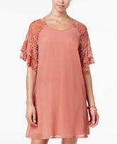 Sequin Hearts Juniors Burnout Velvet Sleeve Shift Dress Amber Chrysippus