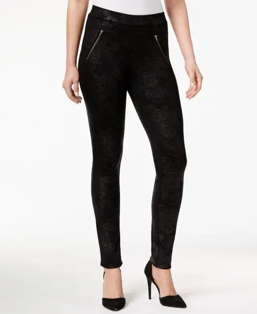 Style & Co Zip Pocket Coated Leggings Amber Chrysippus