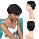 Bliss Short Human Hair Wigs Pixie Cut Straight Wigs for Black Women Full Machine Made Natural Color Cheap Remy Human Hair Wig Khamik Shop Online