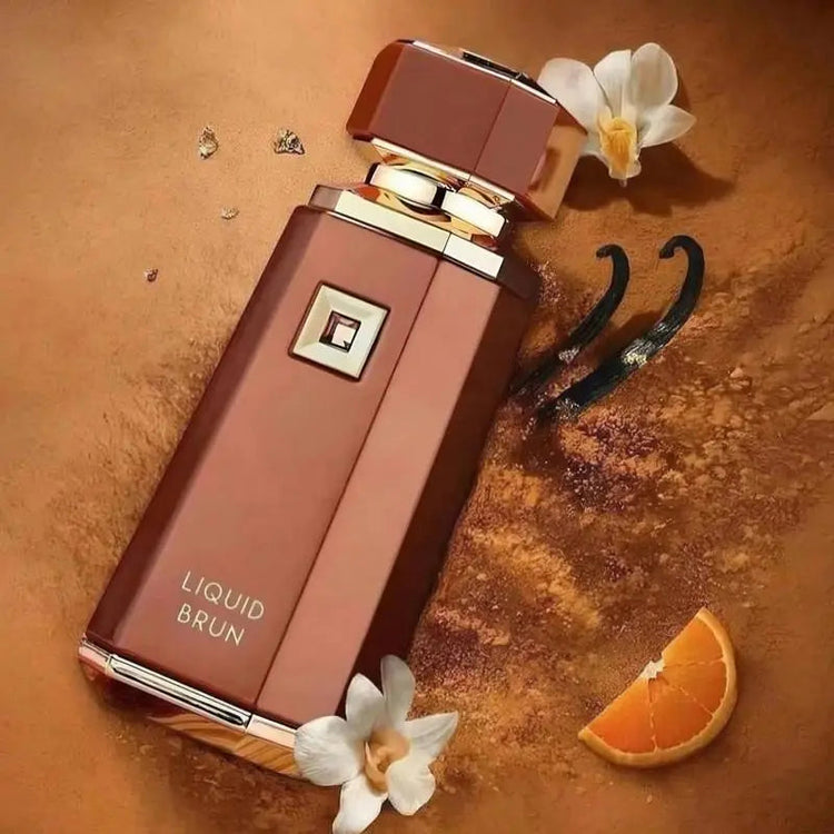 Liquid Brun Eau de Parfum Spray by Fragrance World French Avenue 3.4 Oz for Men - Warm Spicy & Woody Scent with Bourbon Vanilla & Musk Notes Khamik Shop Online