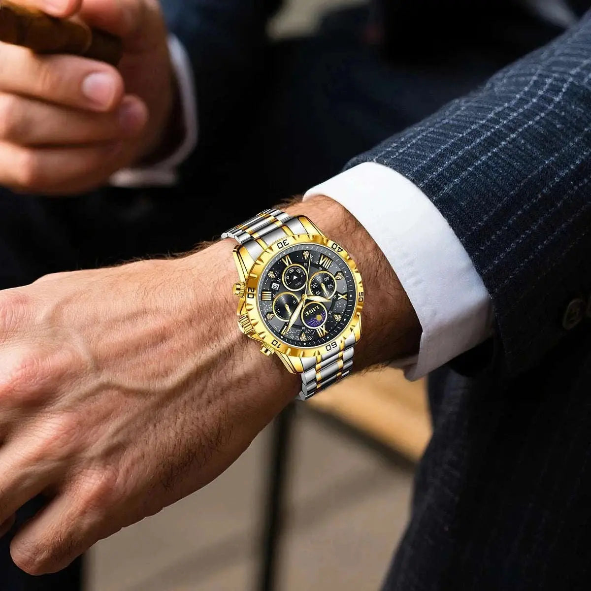LIGE Top Brand Luxury Quartz Man Watch Casual Sport Waterproof Stainless Luminous Chronograph 24H Moon Phase Watches for Men+Box Khamik Shop Online