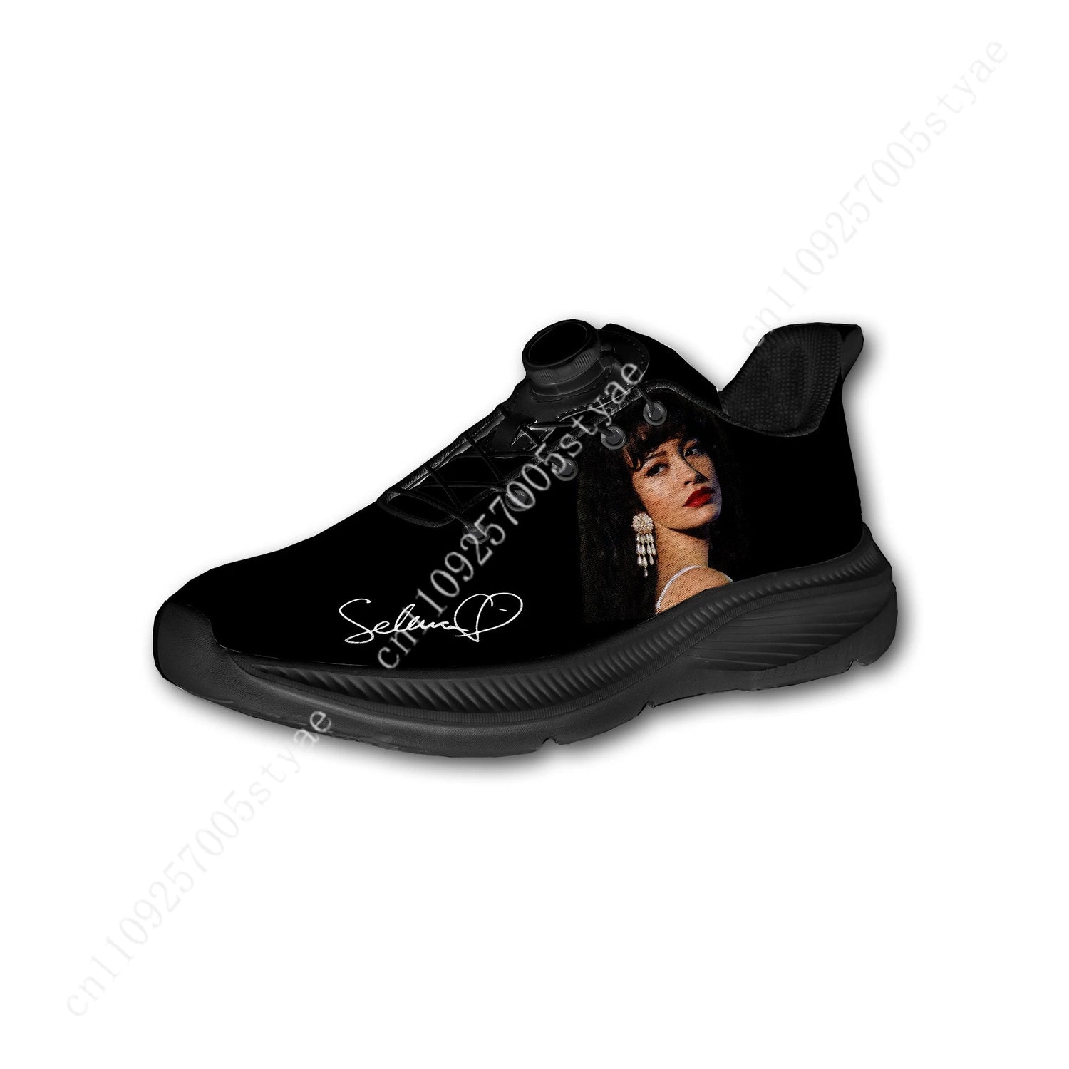 Selena Quintanilla Custom Walking Shoes Men Woman Rotating Button Without Laces Shoe Design Logo Lightweight Sneakers Unisex Khamik Shop Online