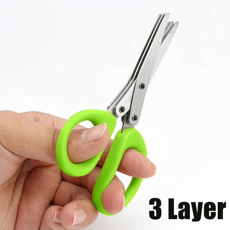 1 piece Multi-functional Stainless Steel 3/5 Layer Kitchen Scissors, Pepper Shredded Chopped Scallion Cutter Cut Cooking Tool Khamik Shop Online