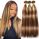Highlight  P4/27 Straight Bundles Human Hair For Women Brown Blonde Hair Bundles Deal Colored Human Hair Weave Bundles Extension Khamik Shop Online