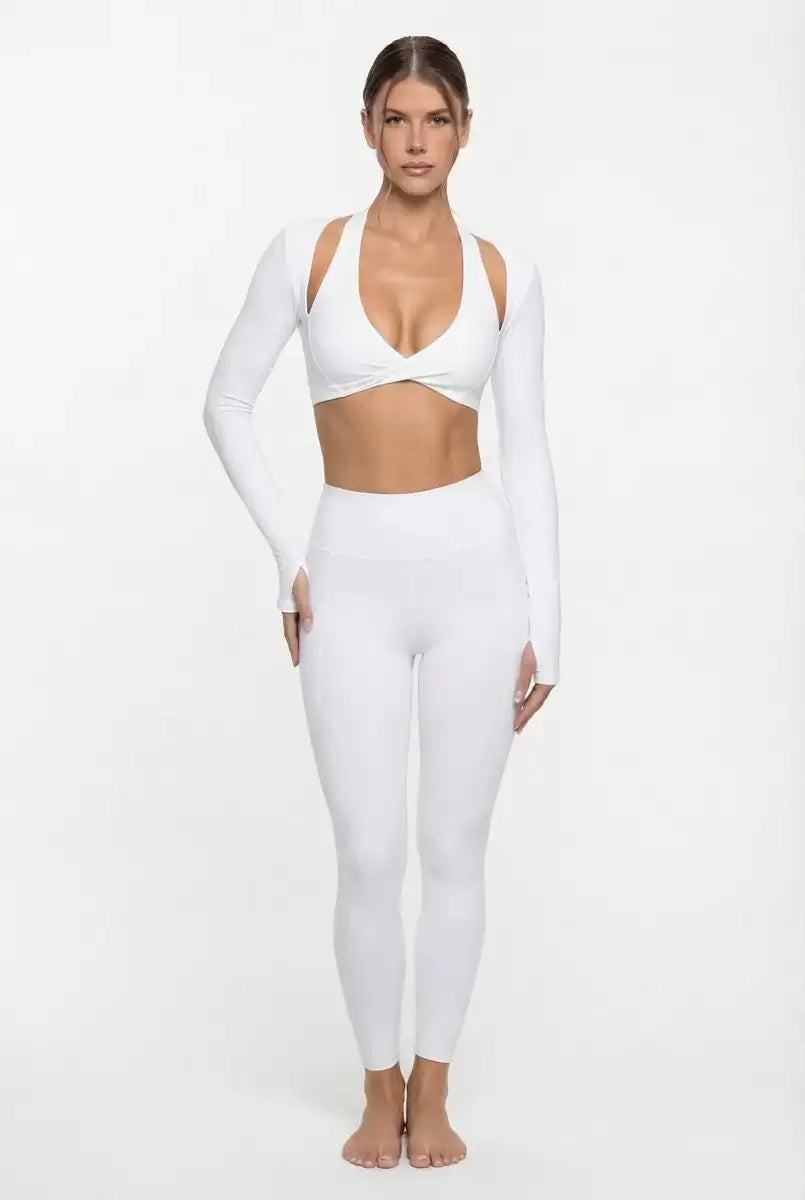 Nude Feel Yoga Long Sleeve Set For Women Pullover Quick-Dry Compression Shirt Outdoor Fitness Activewear Woman Sports Sets Khamik Shop Online