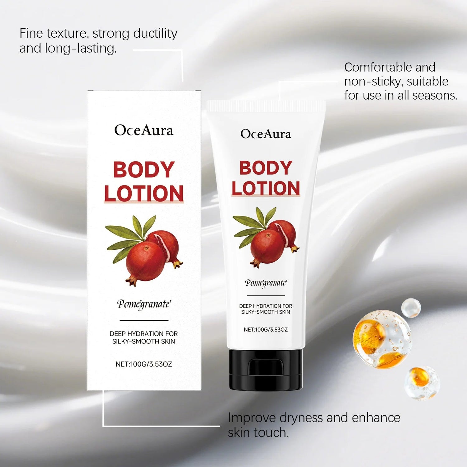 OCEAURA Pomegranate Body Moisturize Lotion Brighten Luster Deep Hydration Improve Roughness Enhance Elasticity Body Sooth Lotion Khamik Shop Online