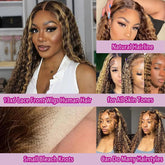 36 Inch Deep Wave P4/27 Highlight Ombre 13x6 13x4 HD Transparent Lace Front Wigs Curly Lace Frontal Wigs for Women Pre Plucked Khamik Shop Online