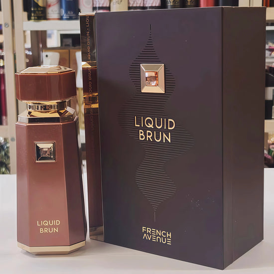 Liquid Brun Eau de Parfum Spray by Fragrance World French Avenue 3.4 Oz for Men - Warm Spicy & Woody Scent with Bourbon Vanilla & Musk Notes Khamik Shop Online