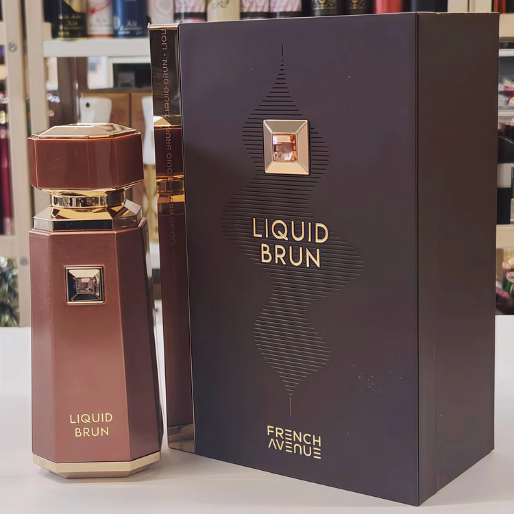 Liquid Brun Eau de Parfum Spray by Fragrance World French Avenue 3.4 Oz for Men - Warm Spicy & Woody Scent with Bourbon Vanilla & Musk Notes Khamik Shop Online
