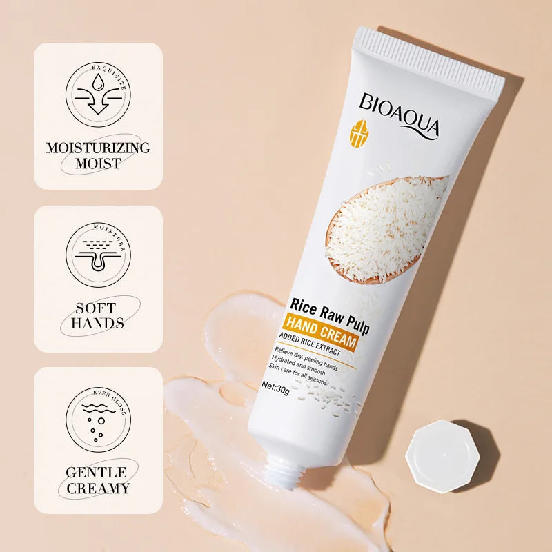 1/2/3/5Pcs BIOAQUA White Rice Hand Cream Moisturizing Handcream Nourishing Brightening Hydrating Hands Skincare Creams Products