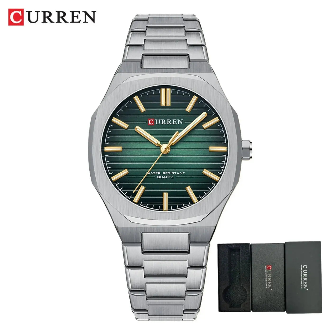 CURREN 8456 Business Quartz Stainless Steel Strap Watch Square Dial Casual Style Wristwatch with Waterproof Function Khamik Shop Online