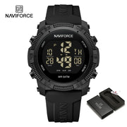 NF7104 Men'S LCD Digital Casual Date and Week Alarm Waterproof Silicone Strap Electronic Watch