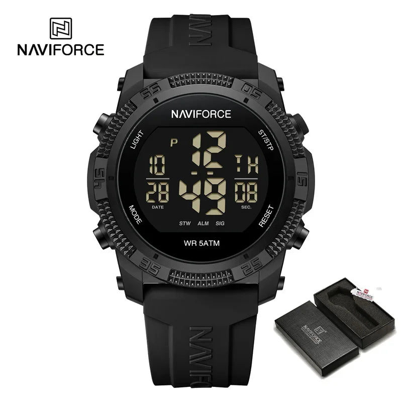 NF7104 Men'S LCD Digital Casual Date and Week Alarm Waterproof Silicone Strap Electronic Watch