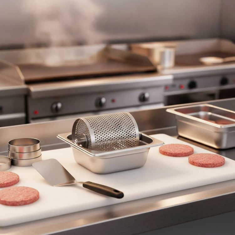 Butter Roller with Tray Stainless Steel Butter Roller Kitchenware Perforated Utensil Countertop for Home Cooks, Kitchen, Brunch Khamik Shop Online