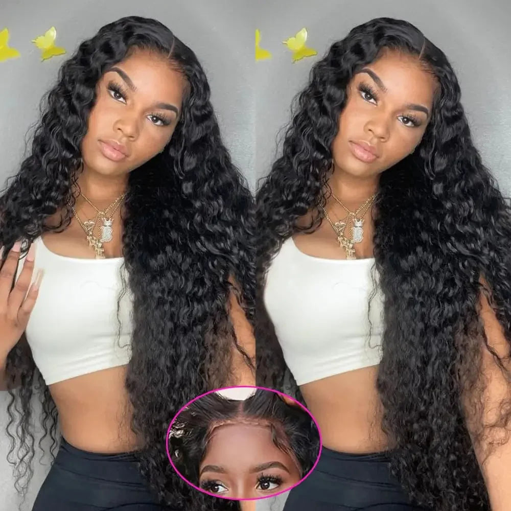 MYLOCKME Glueless Wigs Human Hair 6x4 Curly Wave Lace Closure Wigs Deep Wave 9x6 5x5 Lace Closure Wig Pre Cut Curly Human Hair Water Wave 200% Khamik Shop Online