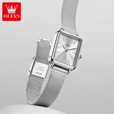 OLEVS 3692 Quartz Wristwatch Gifts Fashion Vintage Square Ultra Thin Ladies Watches Waterproof Stainless Steel Women&