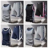 Summer Daily Outdoor Leisure Trend Versatile Sportswear Men Fashion Trend Sports Sleeveless Vest Five Quarter Shorts 2-piece Set Khamik Shop Online