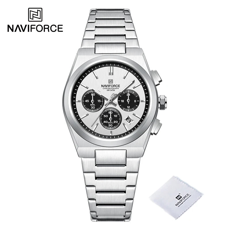 Trend Brand Stainless Steel Couple Watch Quartz Date Display Chronograph for Lovers Waterproof Fashion Wild Wristwatch