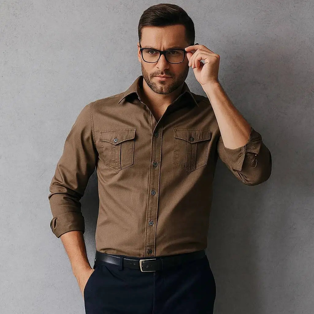 AIOPESON 2026 Business Cotton Pocket Shirt Long Sleeve Quality For Casual Slim Fit Solid Color Men Shirts Khamik Shop Online