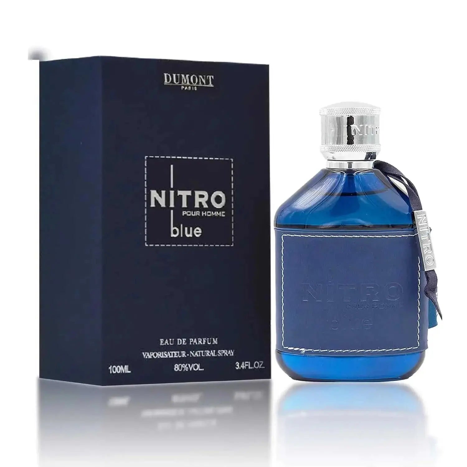 Nitro Blue Dumont Men EDP Perfume 100ml Fresh Marine Citrus Cologne Blue Glass Bottle Silver Cap Luxury Black Gift Box Daily Summer Business Wear Khamik Shop Online