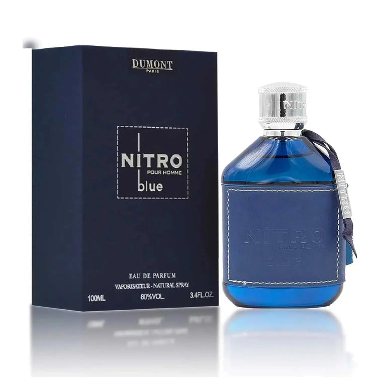 Nitro Blue Dumont Men EDP Perfume 100ml Fresh Marine Citrus Cologne Blue Glass Bottle Silver Cap Luxury Black Gift Box Daily Summer Business Wear Khamik Shop Online