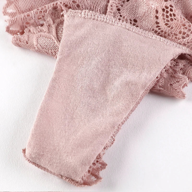3Pcs/Lot Sexy Lace Thong Low Waist Lace Transparent Panties Women Hollow Out Breathable G String Briefs Bow Underwear Lingerie