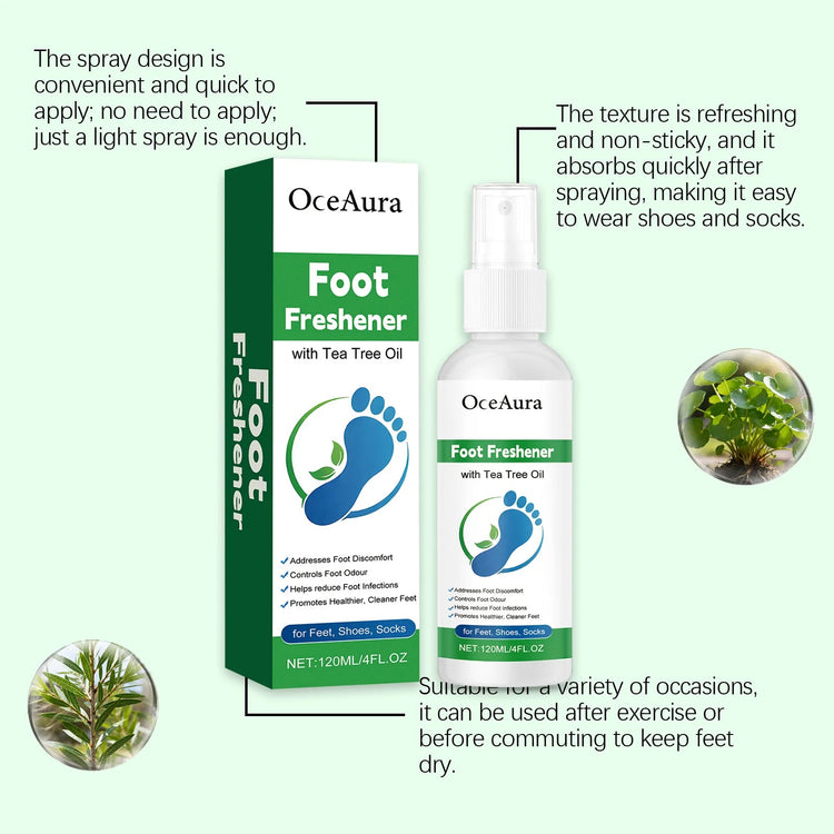 OceAura Foot Freshener Spray with Tea Tree Oil Deodorizing Sweat Absorbing Odor Eliminating Moisturizing Refreshing Foot Spray Khamik Shop Online