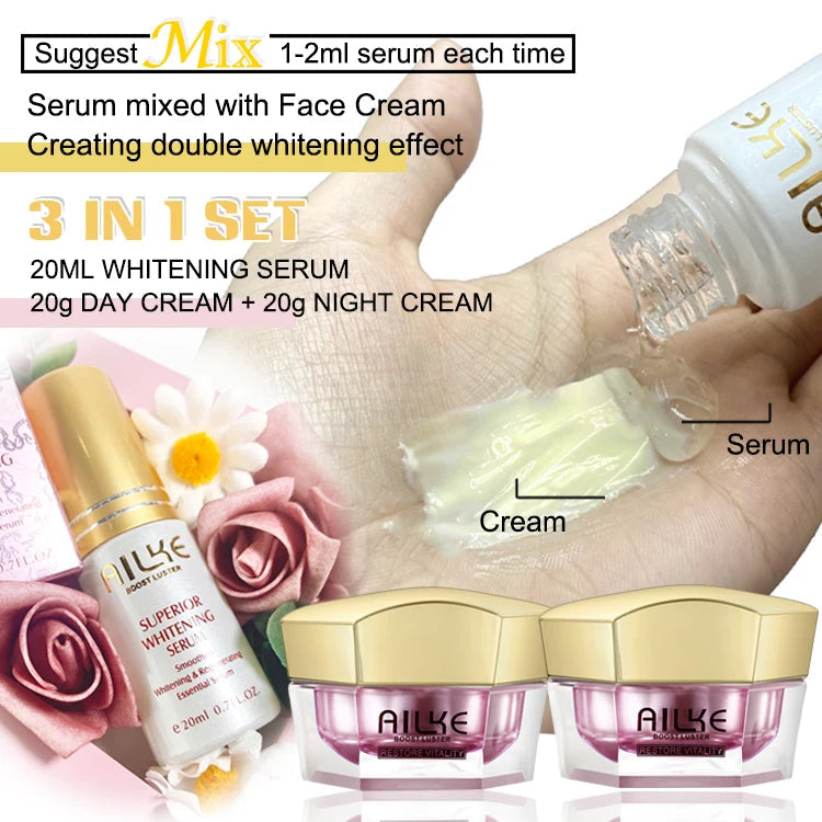 AILKE Lightening Anti-Wrinkle Face Cream, With Collagen, Hyaluronic Acid, Whitening Skin Care Women Facial Moisturizer Set Khamik Shop Online