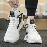 Trendy Men High Top Sock Shoes Breathable Mesh Thick Sole Trend Man Sneakers Fashion Youth Casual Running Sports Shoes for Men Khamik Shop Online