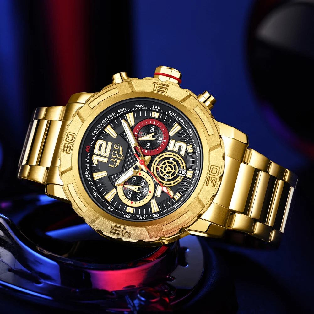Fashion Luxury Watch for Men Top Brand Big Dial Waterproof Quartz Men'S Watches Stainless Band Calendar Clocks Wristwatches