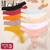 3PCS/SET Sexy G-String Underwear Female T-back Intimates Lingerie Seamless Low Waist Underpants 10 Color Lady Bikini Panty XS-XL Khamik Shop Online