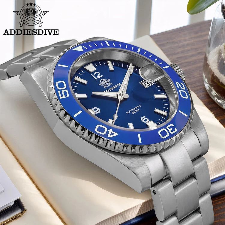 ADDIESDIVE New Diving Gift Watch Men 8215 Automatic Sapphire AR Coated Glass Ceramic Bezel Waterproof 200m Luminous Stainless St Khamik Shop Online
