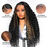 Alipearl Hair Glueless Wig Side Part Highlight Deep Wave Lace Front Wig Human Hair Pre Cut Hairline Balayage 13x4 Wig Human Hair Khamik Shop Online