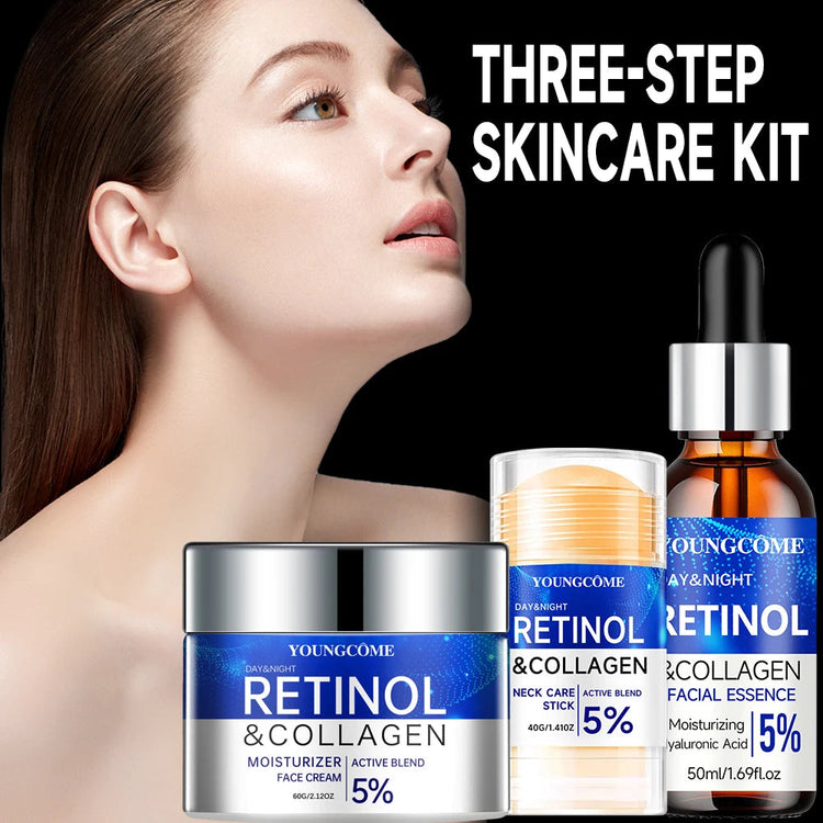Retinol Wrinkle Remover Facial Serum Set Instant Firming Lift Anti-Aging Cream Fade Fine Lines Whitening Moisturizing Skin Care Khamik Shop Online