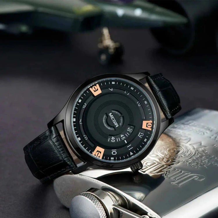 MEGIR Men Watches Luxury Leather Strap Sport Military Watch Male Clock Waterproof Casual Quartz Wristwatch Reloj Hombre 1067 Khamik Shop Online