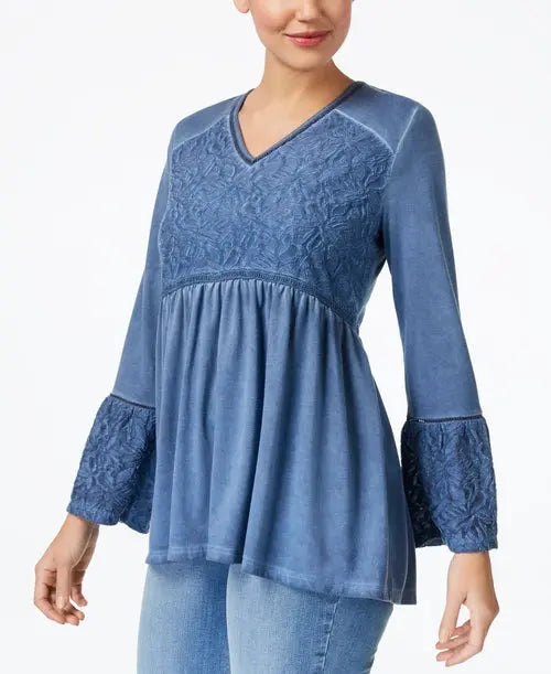 Jacquard-Detail Peasant Top Amber Chrysippus