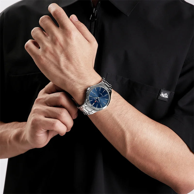 Original Design Fashion Men'S Watches Stainless Steel Simple Calendar Male Waterproof Wristwatches Relogio Masculino