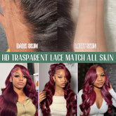 Body Wave Burgundy 40 Inches Long-length 200% High Density 13x6 13x4 HD Transparent Lace Frontal Wig Human Hair Wigs 99J Wine Red Pre Plucked Brazilian Hair For Women Khamik Shop Online