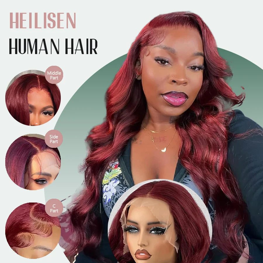 Body Wave Burgundy 40 Inches Long-length 200% High Density 13x6 13x4 HD Transparent Lace Frontal Wig Human Hair Wigs 99J Wine Red Pre Plucked Brazilian Hair For Women Khamik Shop Online