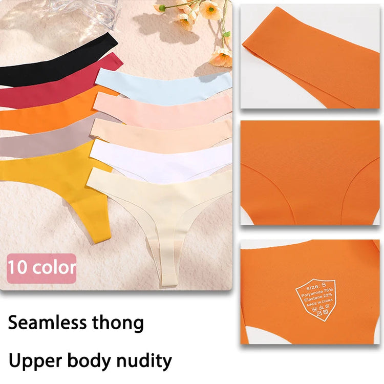 3PCS/SET Sexy G-String Underwear Female T-back Intimates Lingerie Seamless Low Waist Underpants 10 Color Lady Bikini Panty XS-XL Khamik Shop Online