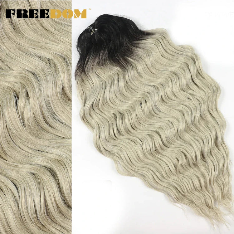 FREEDOM Synthetic Curly Braiding Hair Extensions 24 Inch/60 cm Long Deep Wavy Twist Crochet Braids Hair Ombre Brown Rainbow Hair Khamik Shop Online