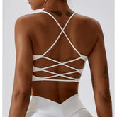Solid Color U-Shaped Multi-Strap Cross Back Women Fitness Sports Bra Top Gym Yoga Athletic Tight Workout Jog Soft With Chest Pad Khamik Shop Online