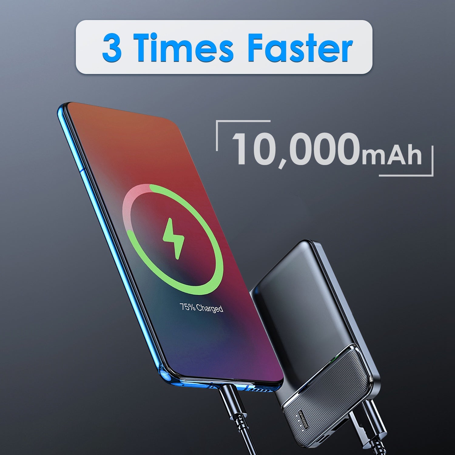 1Pc 30000mAh 20000mAh 1W MAh Fast Charging Power Bank With 1 USB Cable Pear Daisy