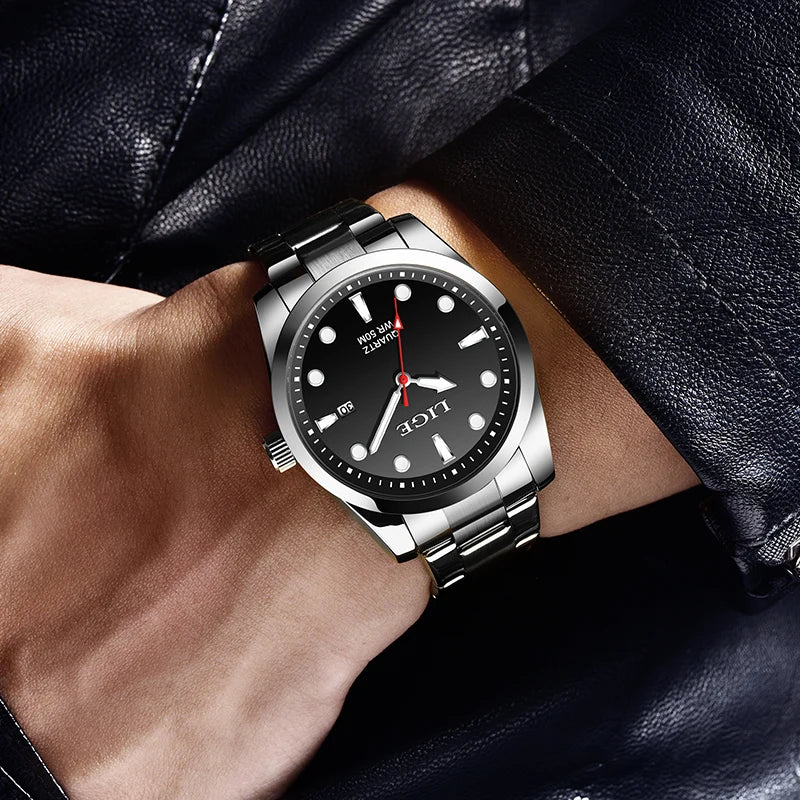 Top Brand Luxury Mens Watch Casual Fashion Quartz Wristwatches Sport 50M Waterproof Luminous Steel Watches Men Reloj Hombre