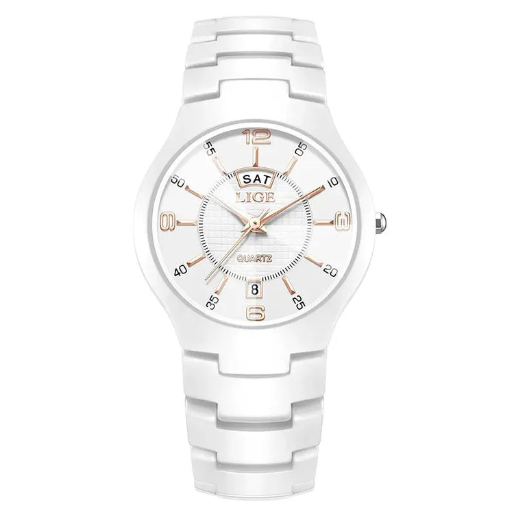 LIGE Luxury Elegant Quartz Women Watches Fashion Ceramics Small Dial Ladies Watch Date Week Display Woman Wristwatch Reloj Mujer Khamik Shop Online