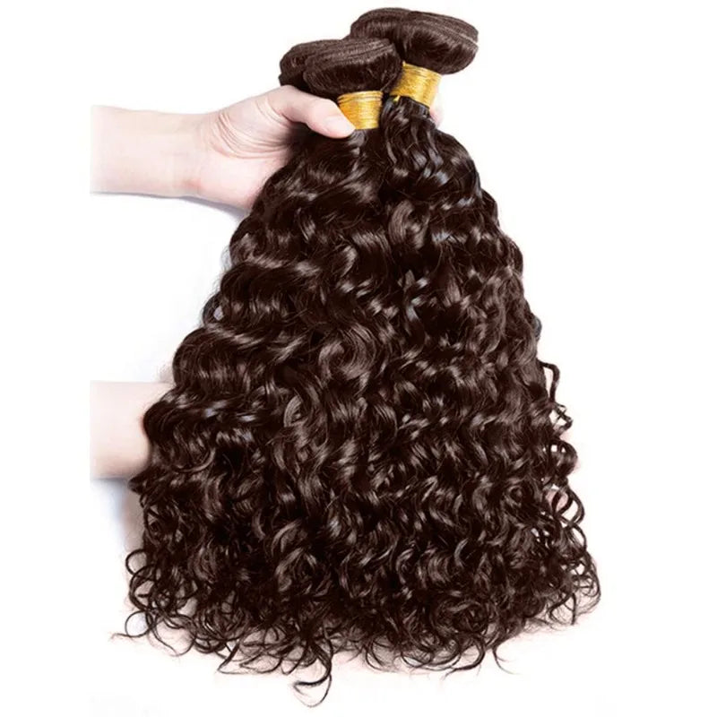 Premium Chocolate Light Brown Water Wave Bundles Human Hair 12-28inches Color 