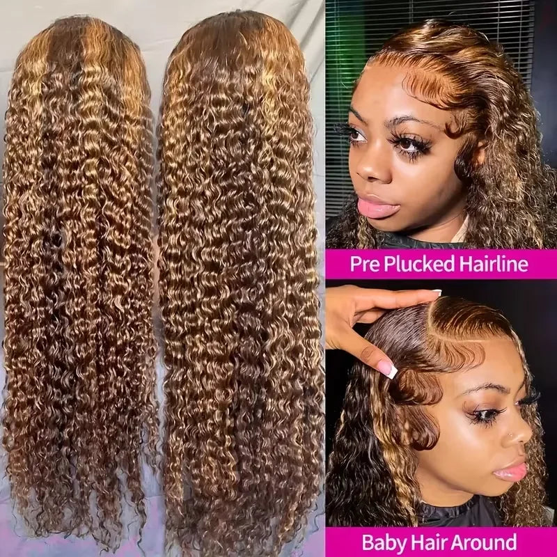 Curly Highlight 13x4 13x6 Lace Front Human Hair Wigs For Women Pre Plucked Honey Blonde 13x6 Lace Frontal Wigs Remy Hair Khamik Shop Online